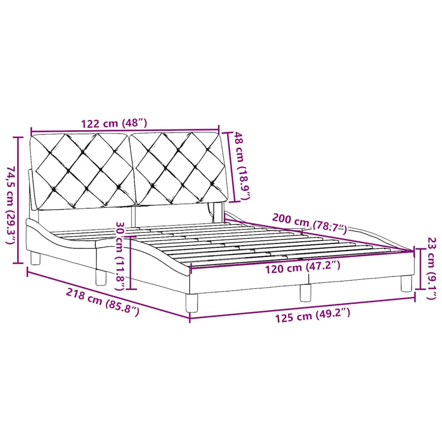 Cadre de lit avec LED sans matelas taupe 120x200 cm tissu - 16