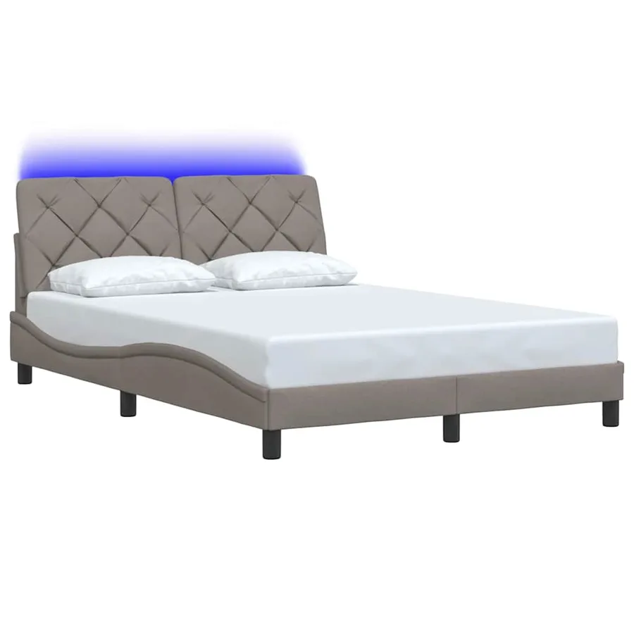 Cadre de lit avec LED sans matelas taupe 120x200 cm tissu - 3