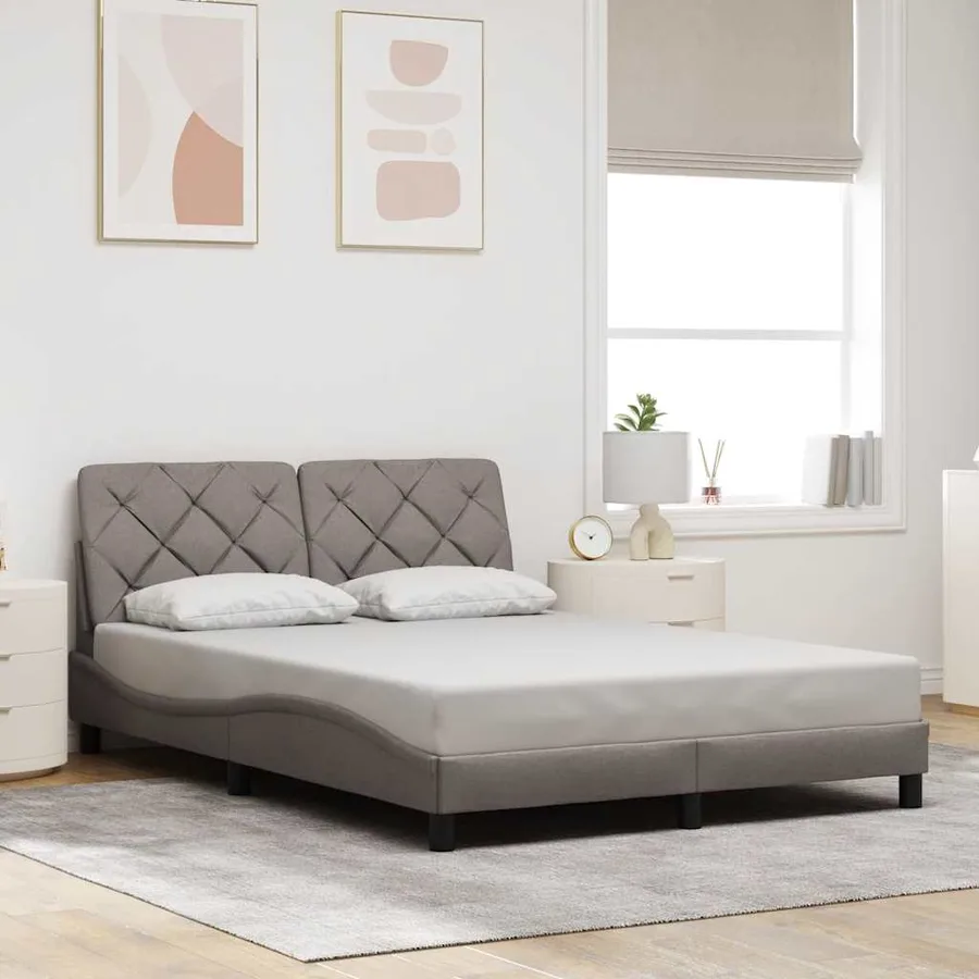 Cadre de lit avec LED sans matelas taupe 120x200 cm tissu - 4
