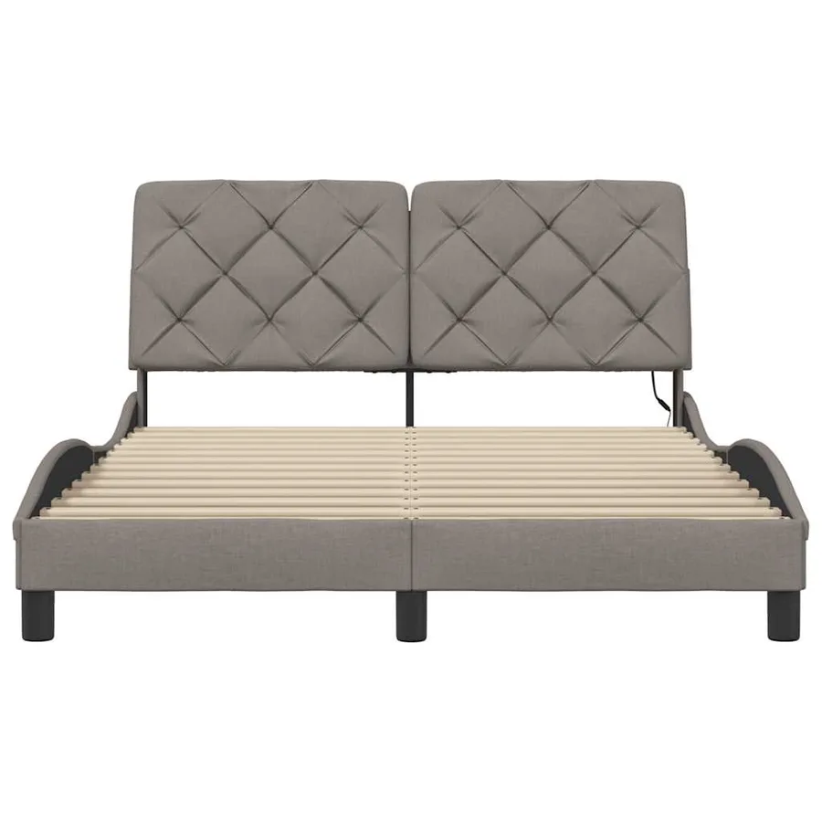Cadre de lit avec LED sans matelas taupe 120x200 cm tissu - 5