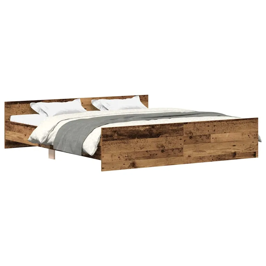 Cadre de lit sans matelas vieux bois 160x200 cm bois ingénierie - 2