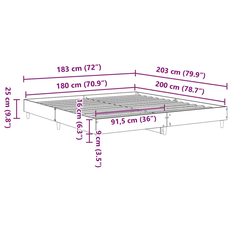 Cadre de lit sans matelas chêne sonoma 180x200 cm - 9