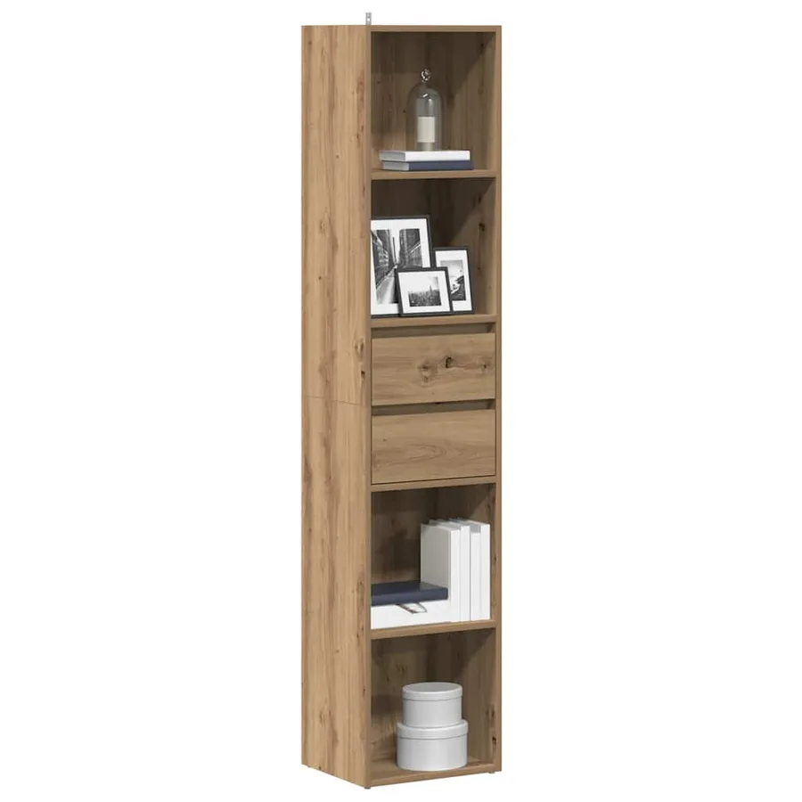 Bibliothèque chêne artisanal 36x30x171 cm bois d'ingénierie - 3