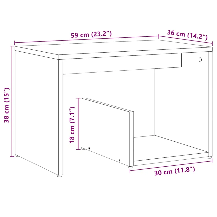 Table d'appoint vieux bois 59x36x38 cm bois d'ingénierie - 9