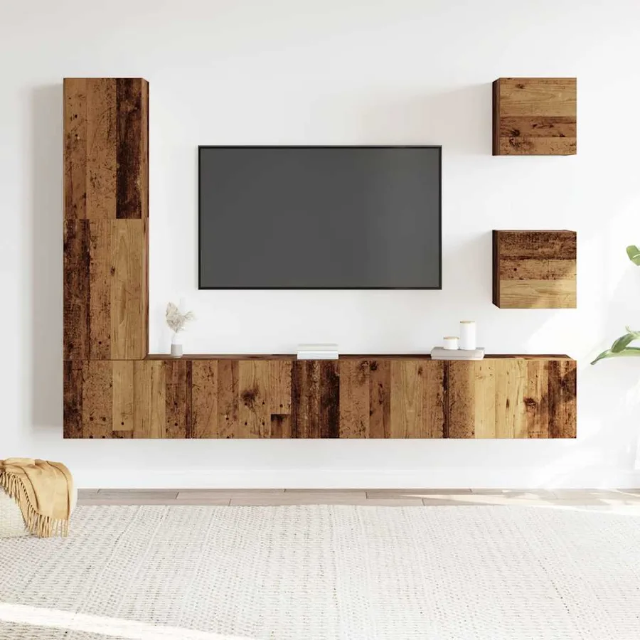 Ensemble de meuble TV mural 5 pcs vieux bois bois d'ingénierie - 3