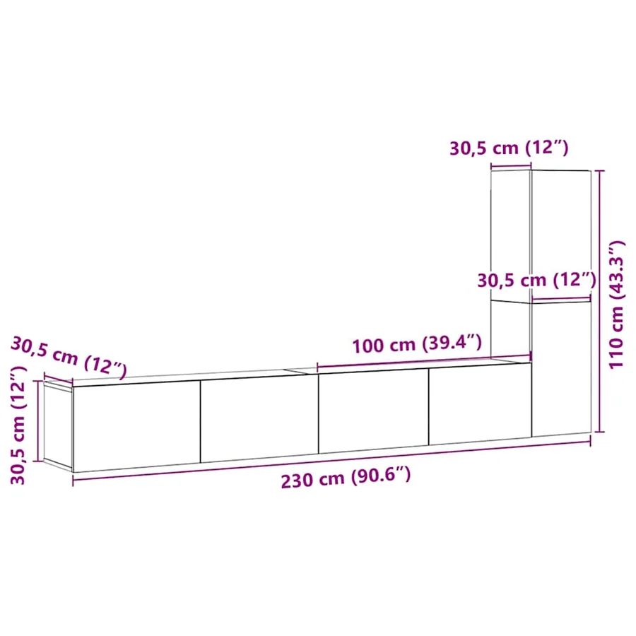 Meubles TV muraux 3 pcs vieux bois bois d'ingénierie - 10