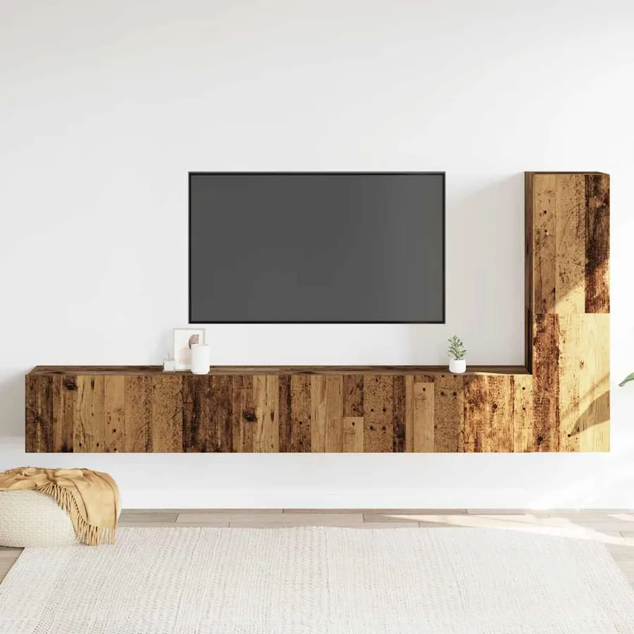 Meubles TV muraux 3 pcs vieux bois bois d'ingénierie - 3
