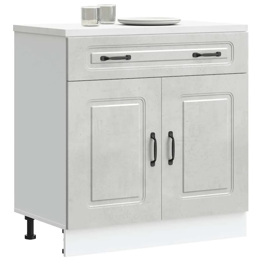 Armoire de cuisine Kalmar gris béton bois d'ingénierie