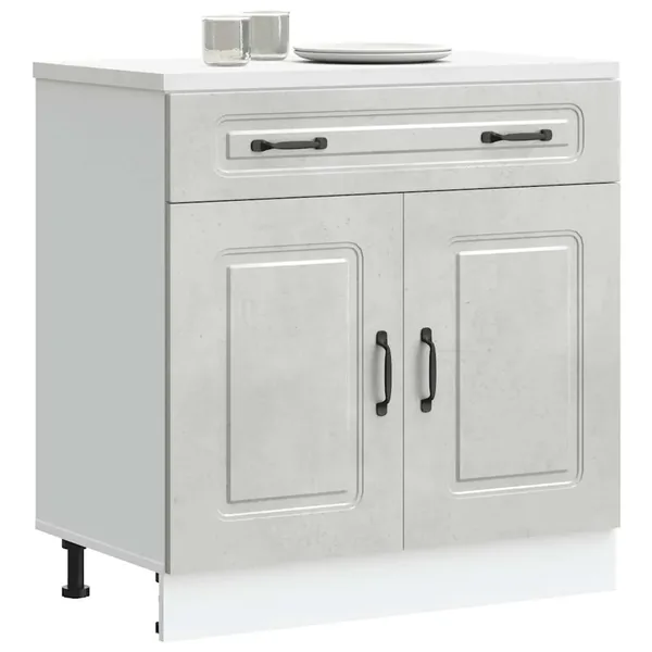 Armoire de cuisine Kalmar gris béton bois d'ingénierie