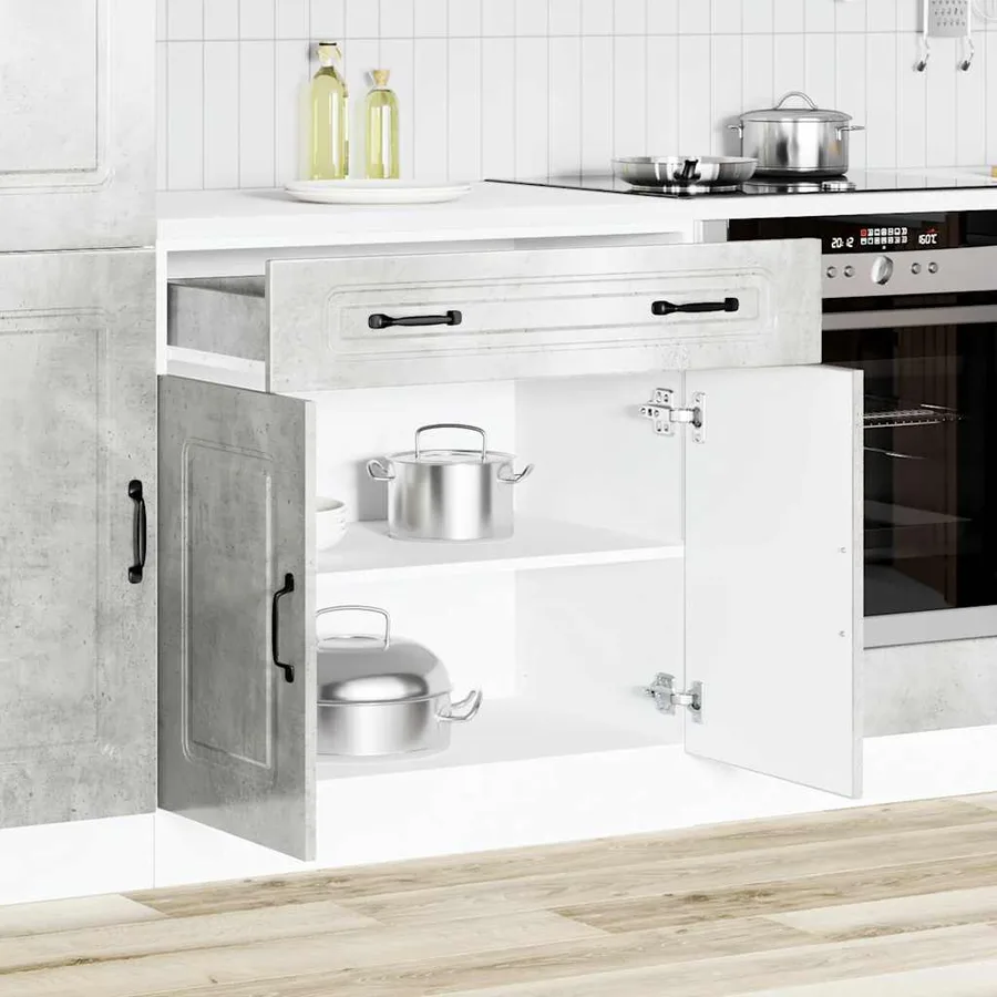 Armoire de cuisine Kalmar gris béton bois d'ingénierie - 3