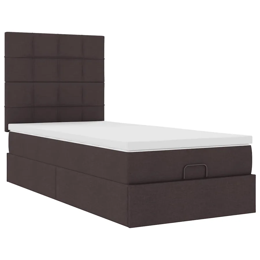Cadre de lit ottoman avec matelas marron foncé 100x200 cm tissu - 7