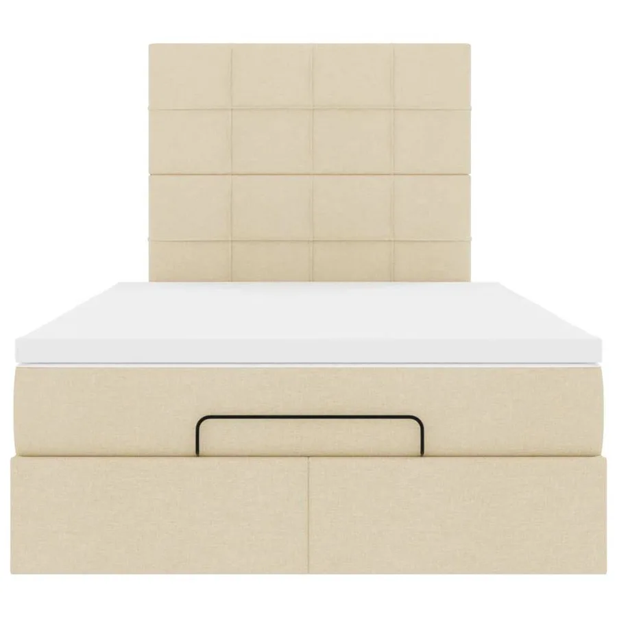 Cadre de lit ottoman avec matelas crème 120x190 cm tissu - 7