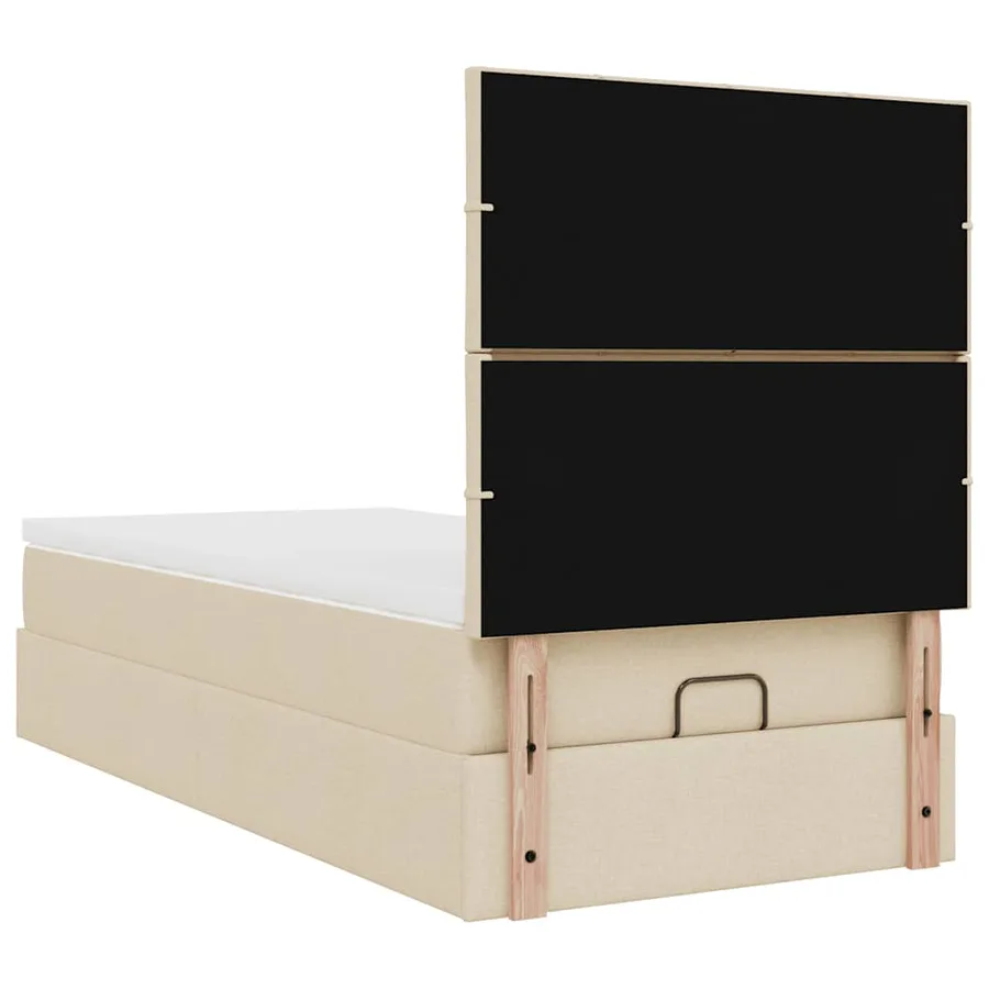 Cadre de lit ottoman avec matelas crème 100x200cm tissu - 12