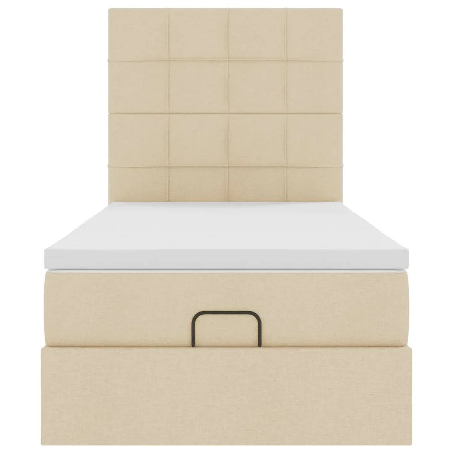 Cadre de lit ottoman avec matelas crème 100x200cm tissu - 8