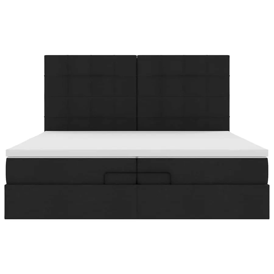 Cadre de lit ottoman avec matelas noir 200x200cm tissu - 10