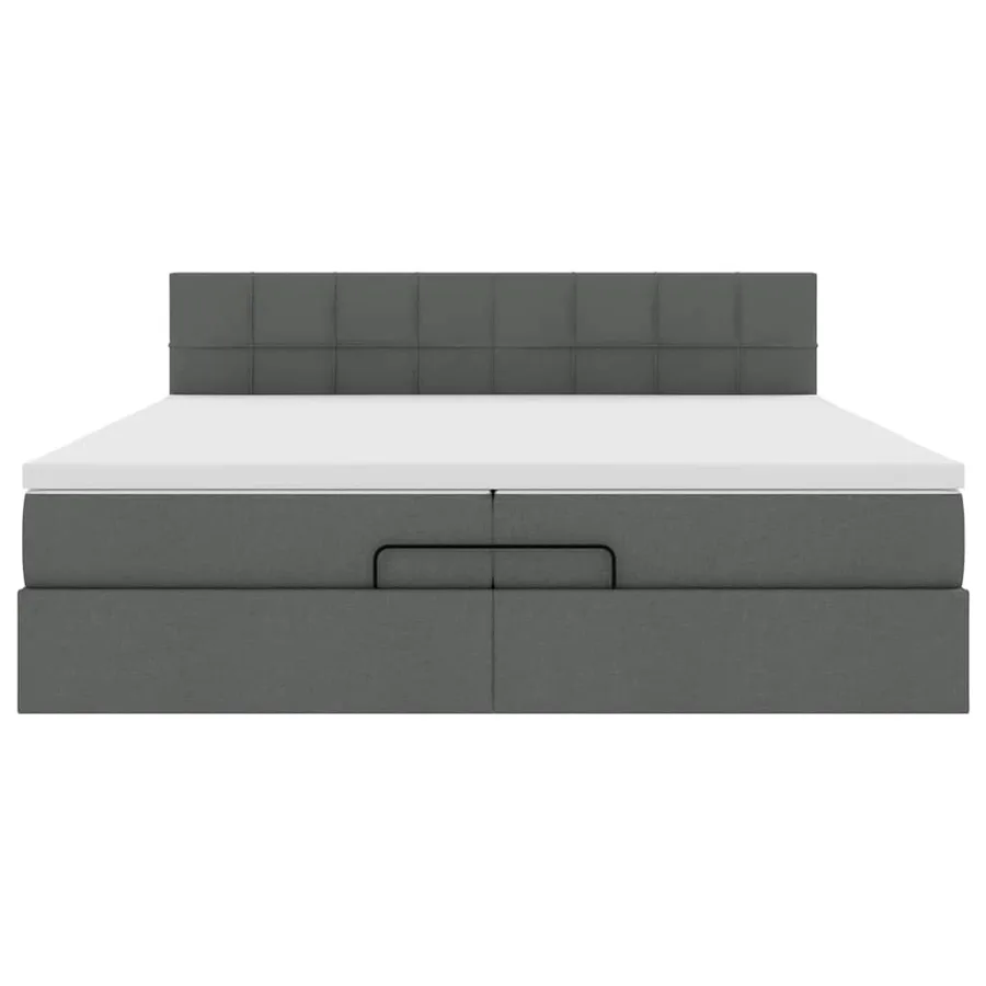 Cadre de lit ottoman avec matelas gris foncé 200x200 cm tissu - 7
