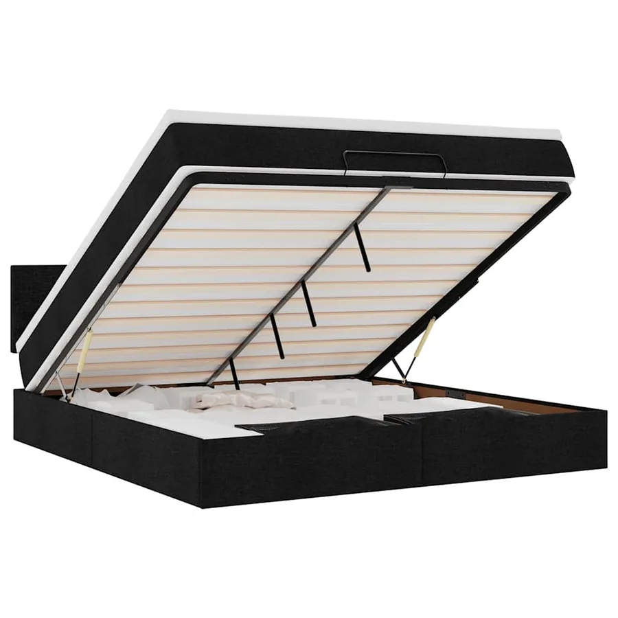 Lit ottoman avec matelas et LED Noir 180x200cm tissu - 2
