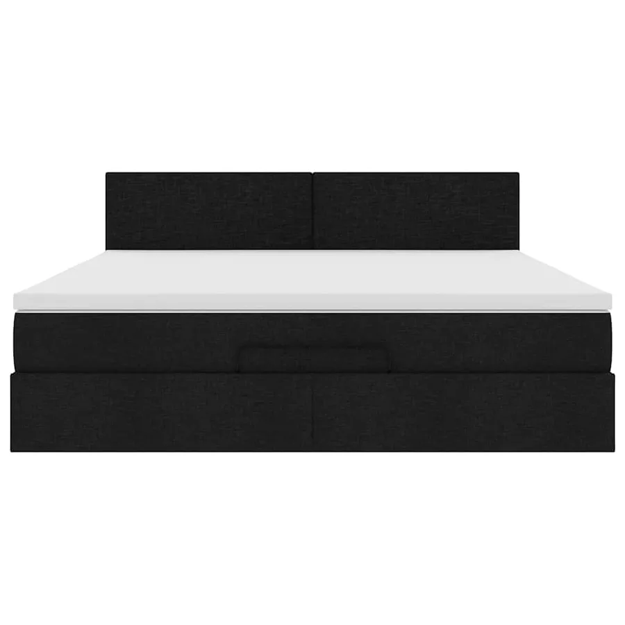 Lit ottoman avec matelas et LED Noir 180x200cm tissu - 8