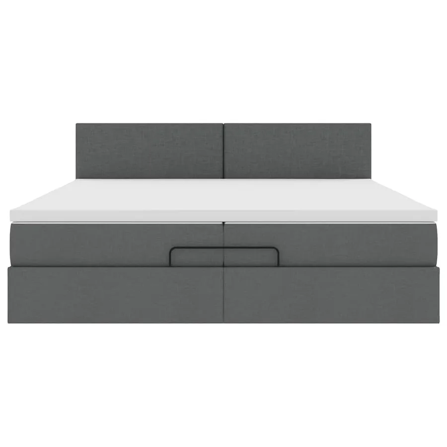 Cadre de lit ottoman avec matelas gris foncé 200x200cm tissu - 8