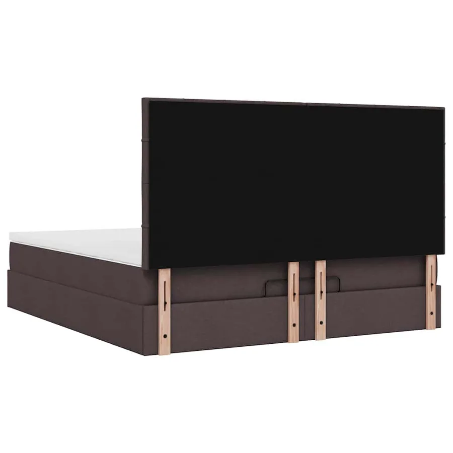 Cadre de lit ottoman avec matelas marron foncé 180x200 cm tissu - 12