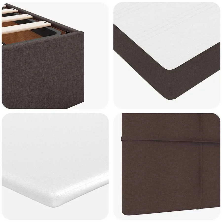 Cadre de lit ottoman avec matelas marron foncé 180x200 cm tissu - 15