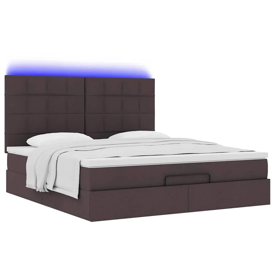 Cadre de lit ottoman avec matelas marron foncé 180x200 cm tissu - 6