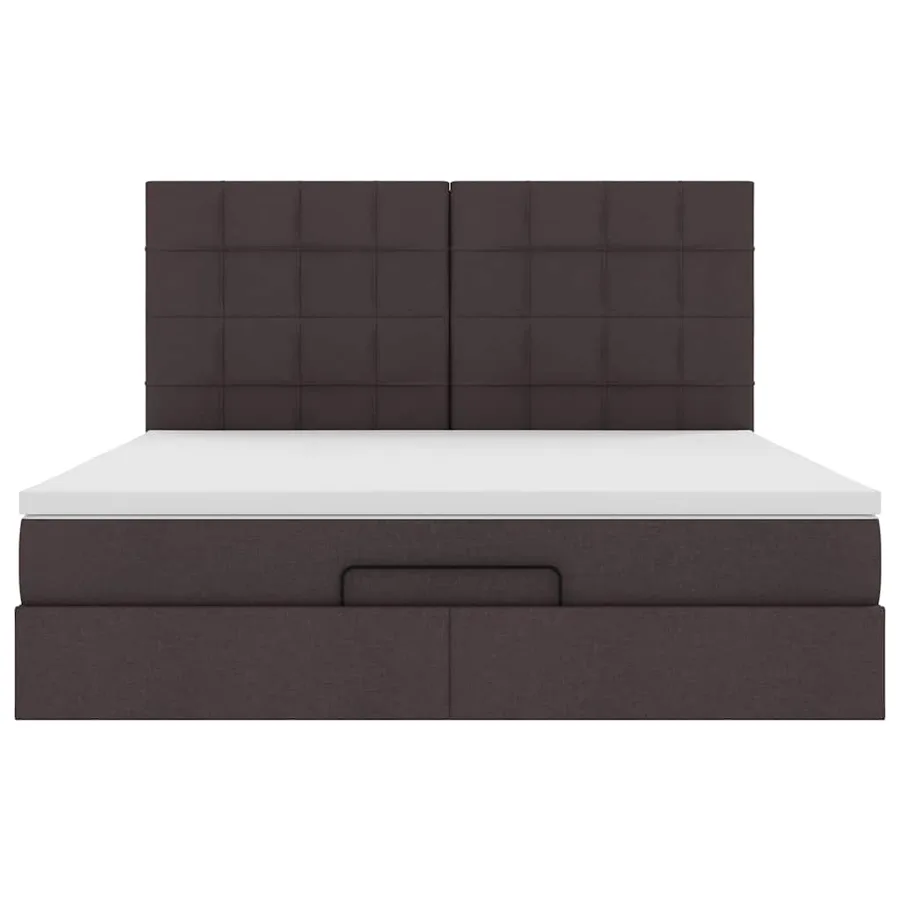 Cadre de lit ottoman avec matelas marron foncé 180x200 cm tissu - 8