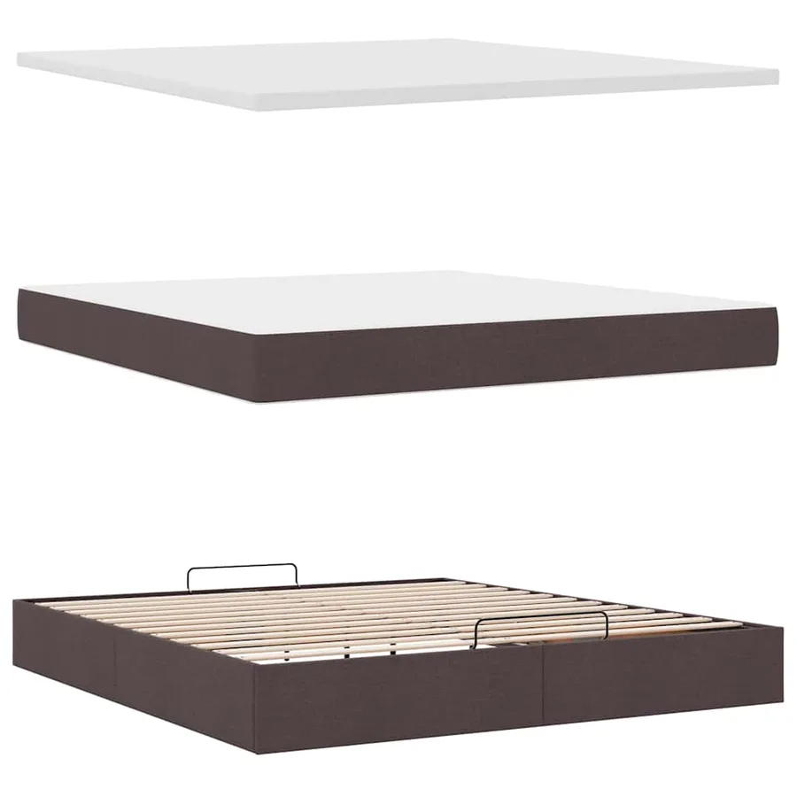 Cadre de lit ottoman avec matelas marron foncé 180x200 cm tissu - 9