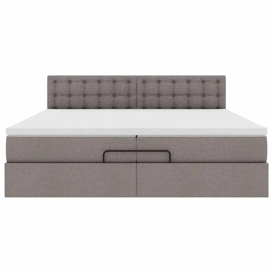 Cadre de lit ottoman avec matelas taupe 200x200cm tissu - 8