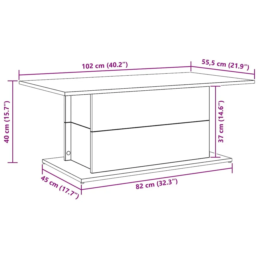 Table basse chêne artisanal 102x55,5x40 cm bois d'ingénierie - 11