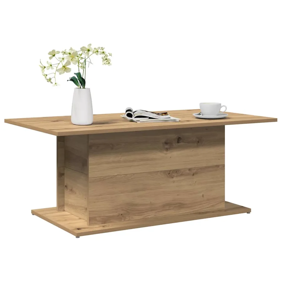 Table basse chêne artisanal 102x55,5x40 cm bois d'ingénierie - 3