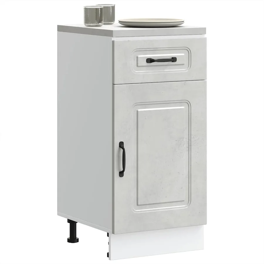 Armoire de cuisine Kalmar gris béton bois d'ingénierie