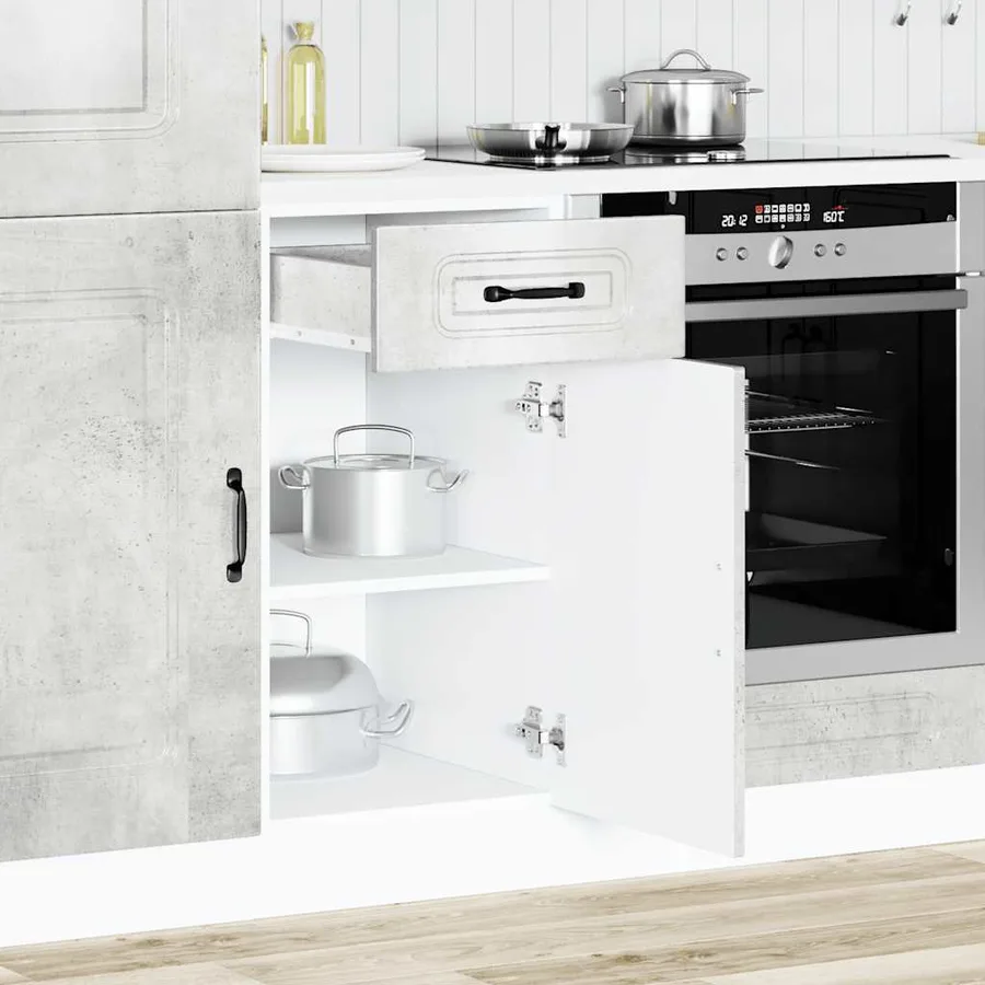 Armoire de cuisine Kalmar gris béton bois d'ingénierie - 3