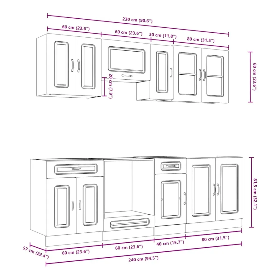 Ensemble d'armoires de cuisine 8 pcs Kalmar bois d'ingénierie - 9