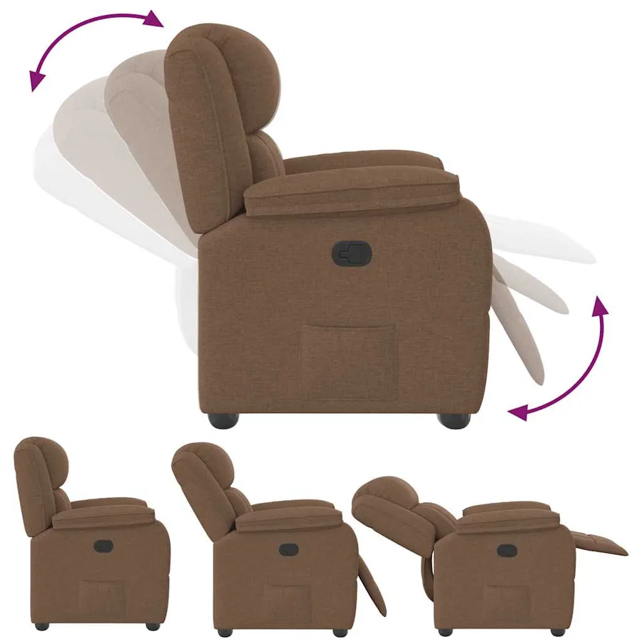 Fauteuil inclinable Marron Tissu - 6