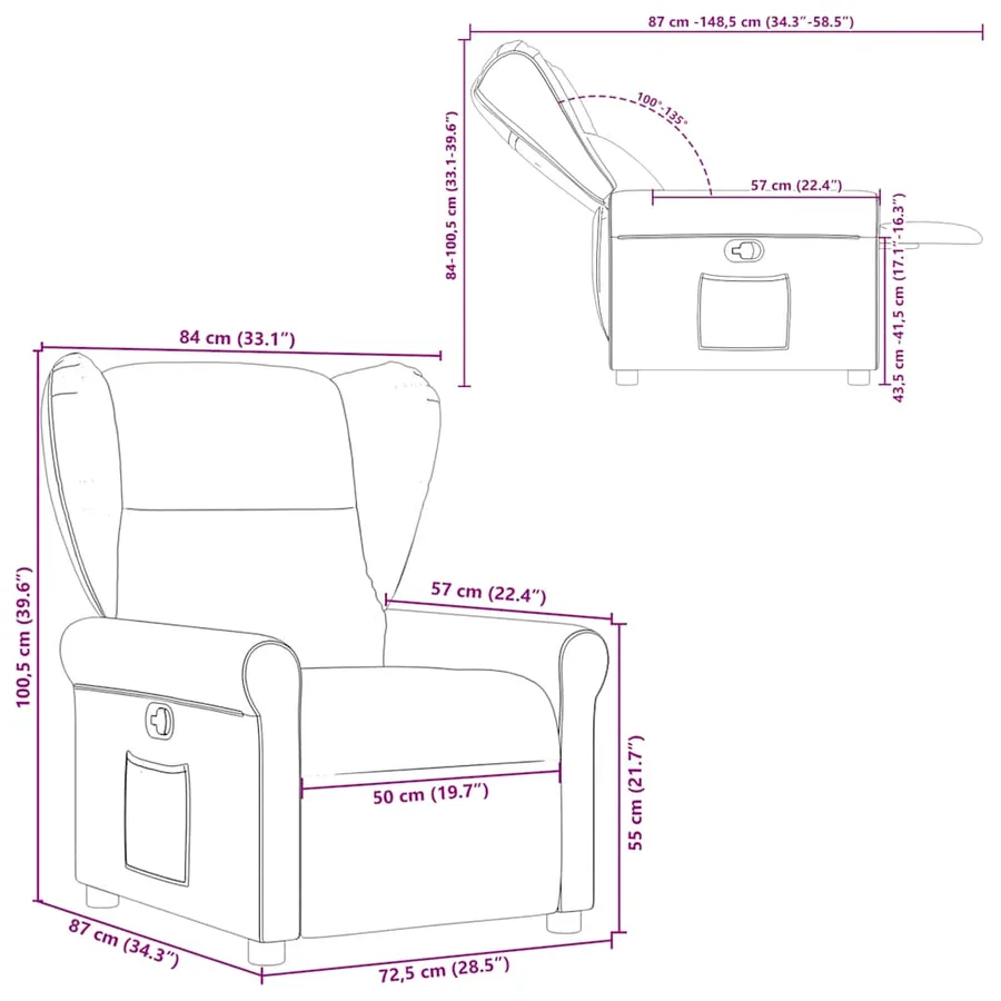 Fauteuil inclinable Gris foncé Tissu - 11