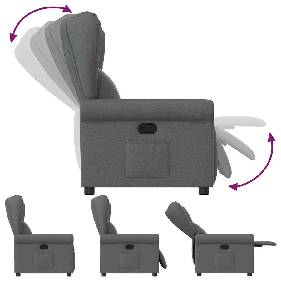 Fauteuil inclinable Gris foncé Tissu - 6
