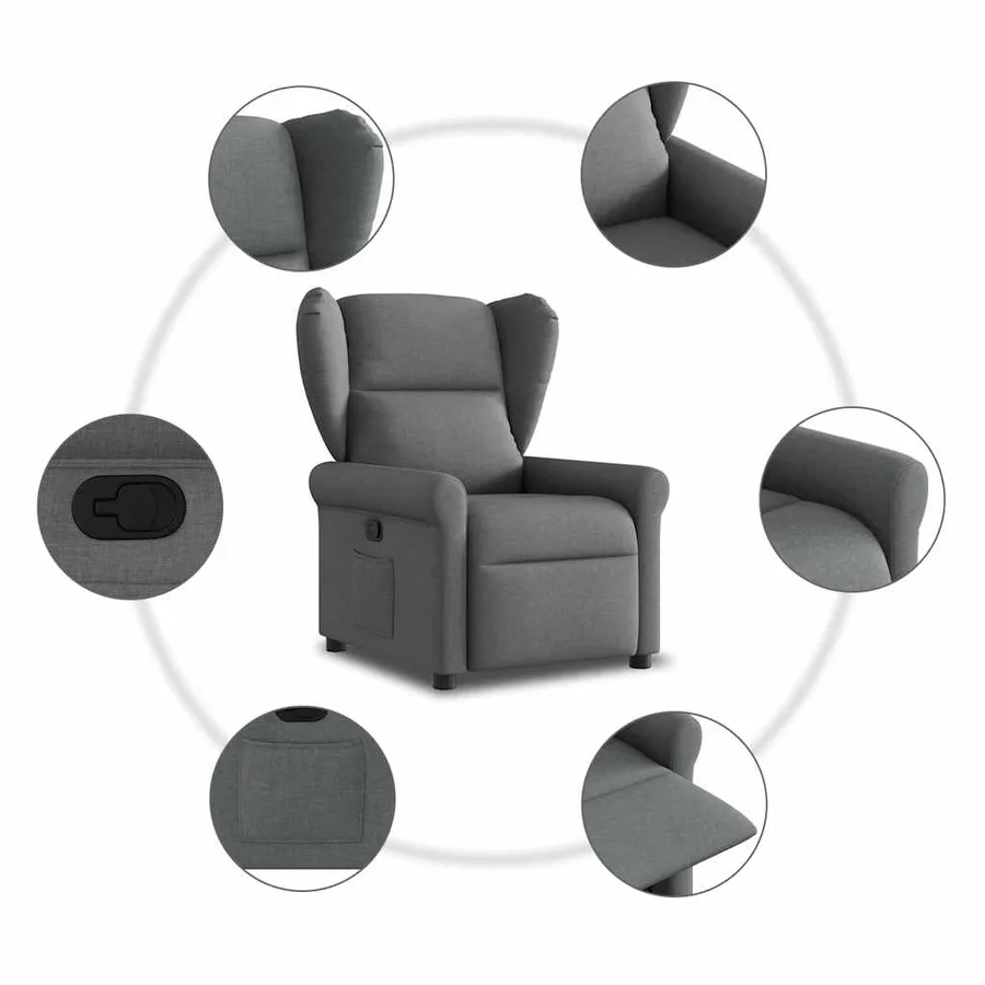 Fauteuil inclinable Gris foncé Tissu - 7