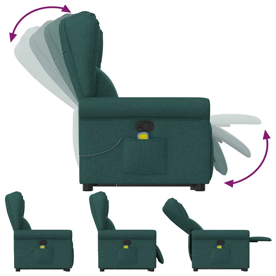 Fauteuil inclinable de massage Vert foncé Tissu - 7