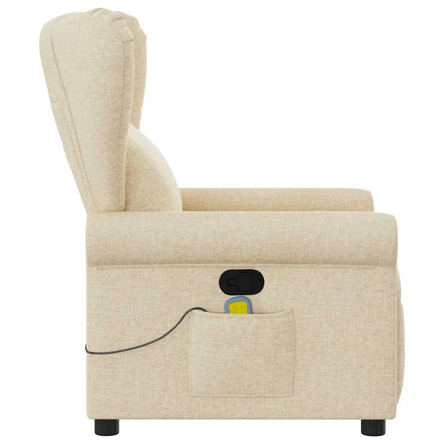 Fauteuil de massage inclinable Crème Tissu - 4