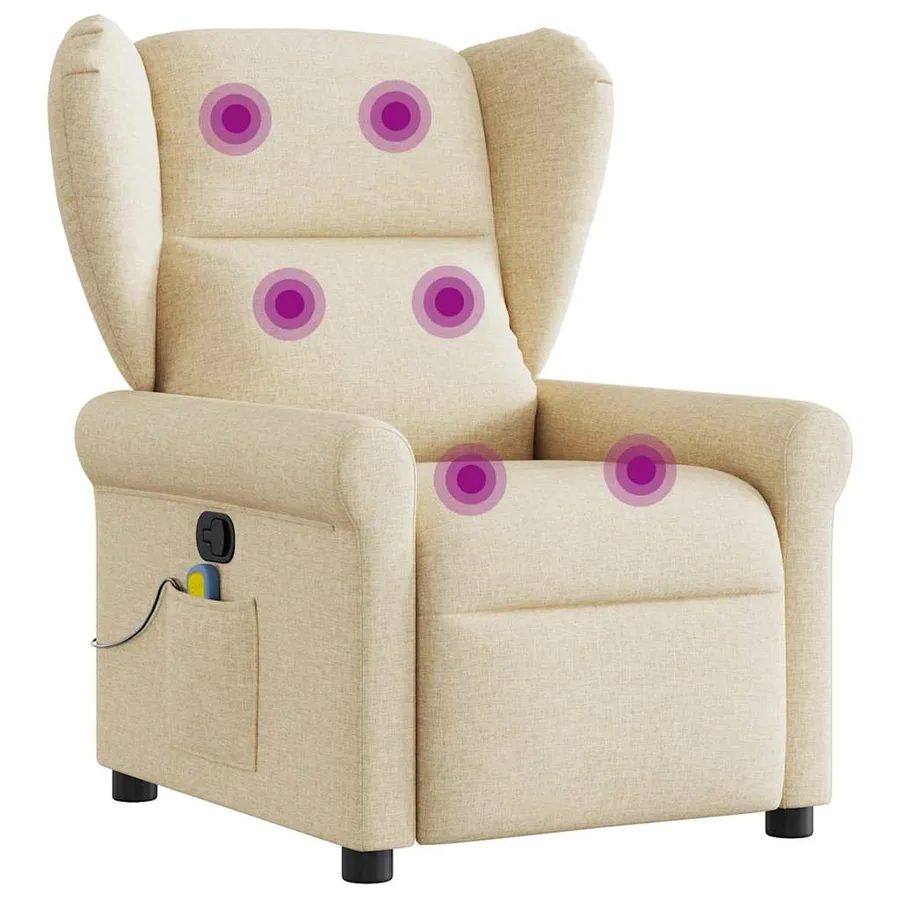 Fauteuil de massage inclinable Crème Tissu - 7