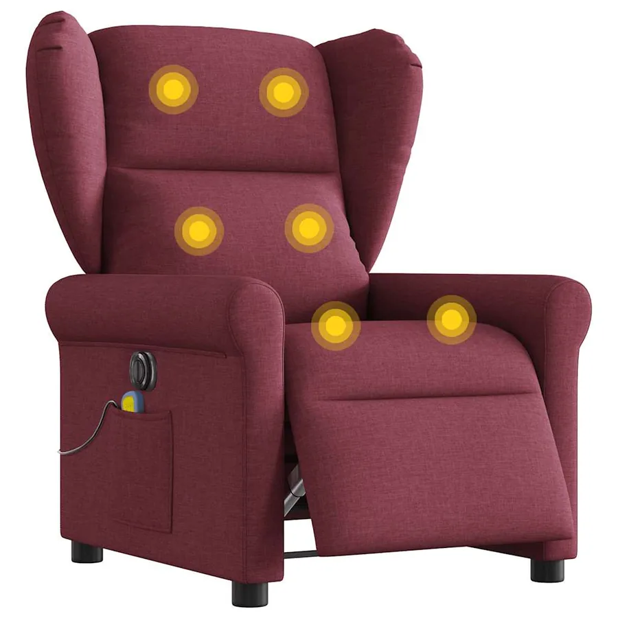 Fauteuil de massage inclinable électrique Rouge bordeaux Tissu