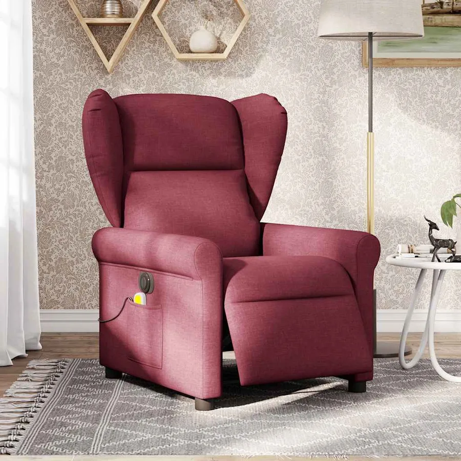 Fauteuil de massage inclinable électrique Rouge bordeaux Tissu - 2