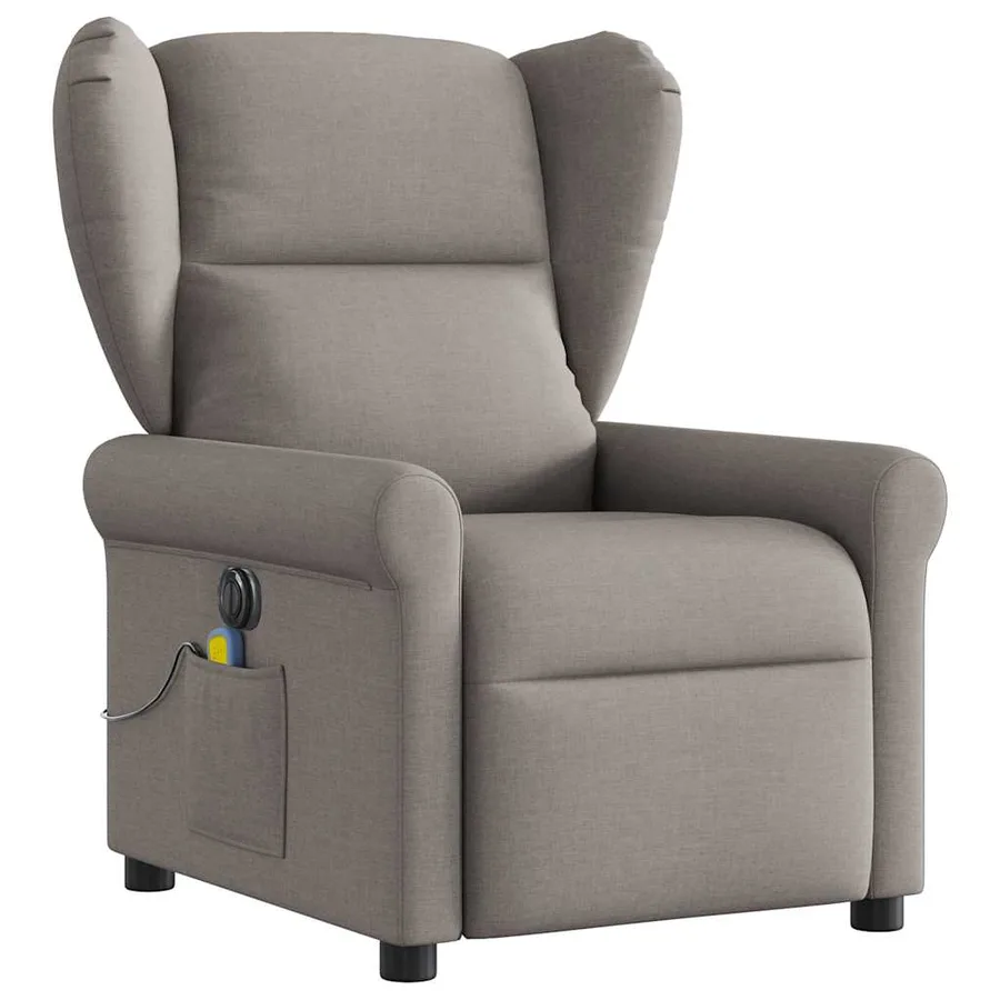 Fauteuil de massage inclinable électrique Taupe Tissu - 3