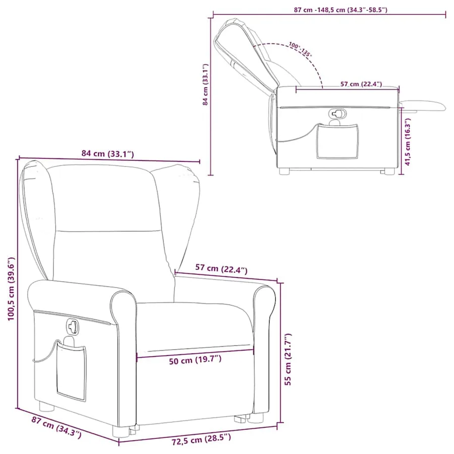 Fauteuil inclinable de massage Crème Tissu - 16