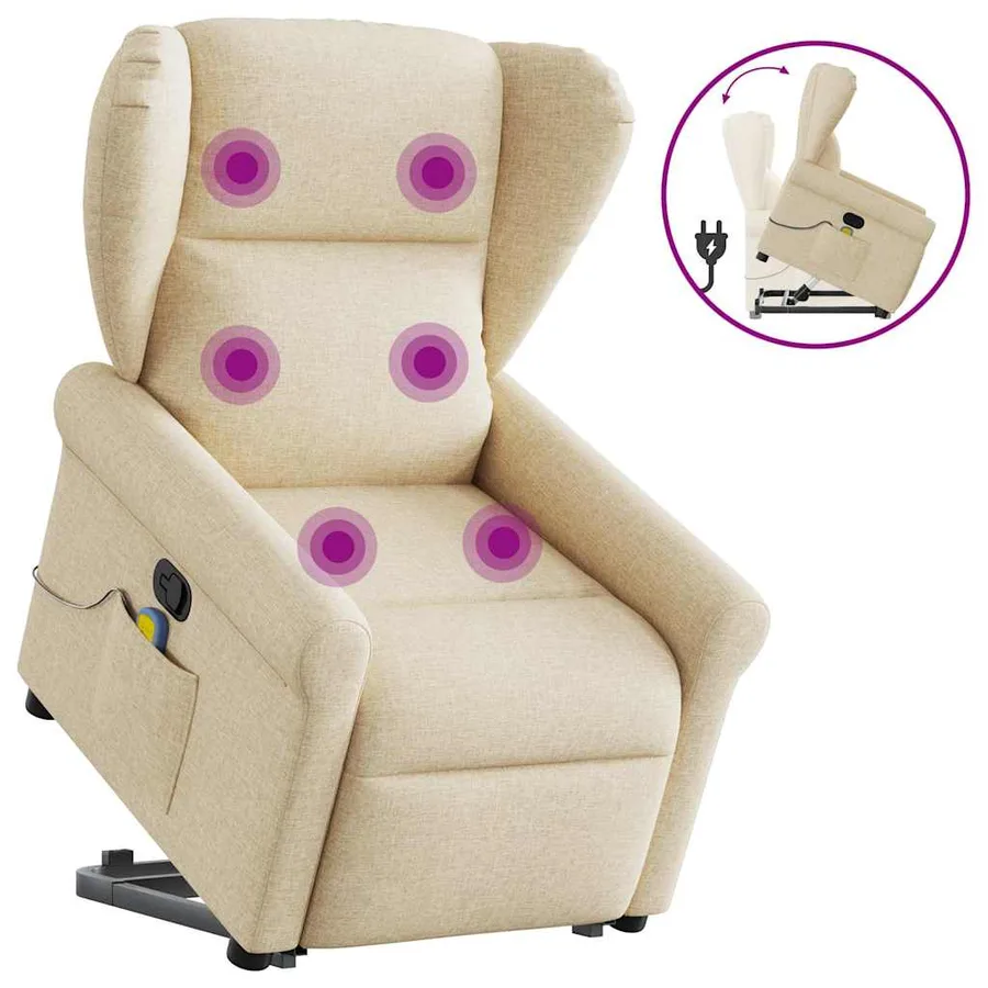 Fauteuil inclinable de massage Crème Tissu - 9