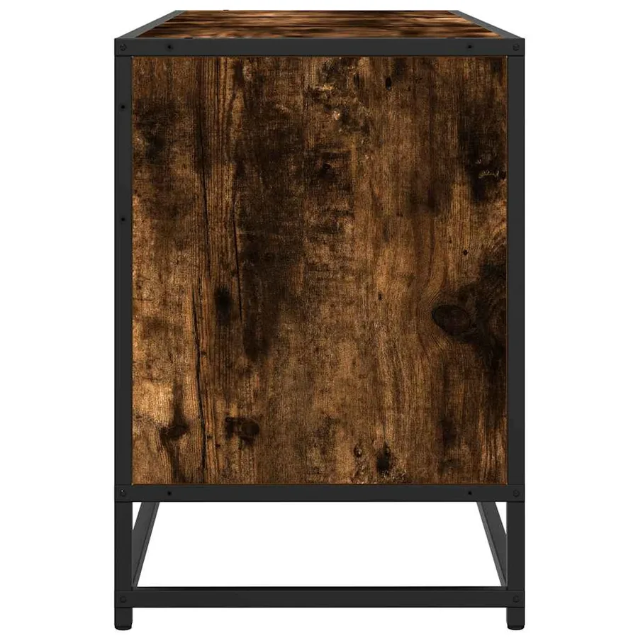 Meuble TV chêne fumé 150x35x41 cm bois d'ingénierie et métal - 5