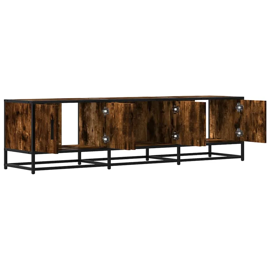 Meuble TV chêne fumé 150x35x41 cm bois d'ingénierie et métal - 7