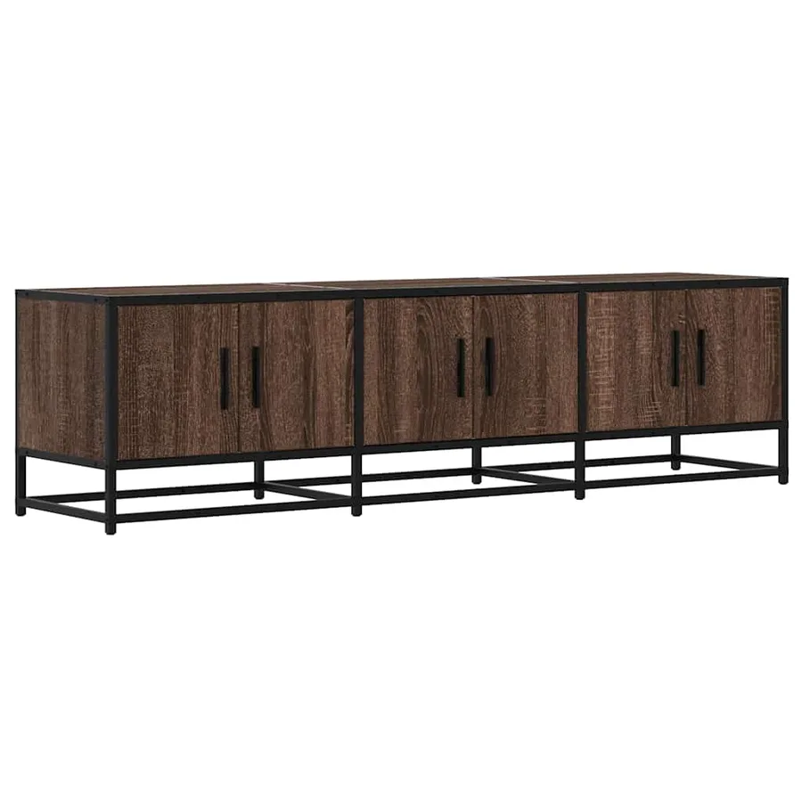 Meuble TV chêne marron 150x35x41 cm bois d'ingénierie et métal - 2
