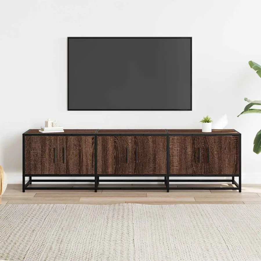 Meuble TV chêne marron 150x35x41 cm bois d'ingénierie et métal - 3